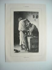 Gravure 1885. barbier d'occasion  Laxou