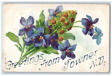 Usado, Cartão postal Towner Dakota do Norte ND saudações folhas de flores em relevo 1909 antigo comprar usado  Enviando para Brazil