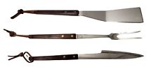 Used, Vernco Stainless Serving Utensils Carving  Fork & Knife & Spatula Wooden Handle for sale  Shipping to South Africa