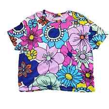 ZARA Retro Kolorowy kwiatowy wzór Krótki rękaw T-shirt Różowy Niebieski Zielony na sprzedaż  Wysyłka do Poland