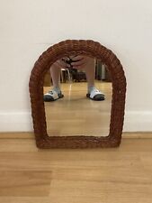 Vintage Mid Century Wicker Framed Arched Mirror - Freestanding or Wall Mounted for sale  Shipping to South Africa