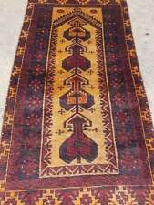 Distressed Authentic Hand Knotted Afghan Balouch Wool Area Rug 4.1x2.1ft for sale  Shipping to South Africa