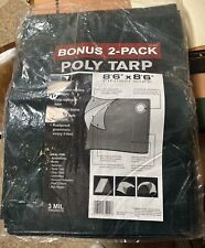 2 Pack Poly Tarp 8ft 6in X 8ft 6in Water And Mildew Resistant. for sale  Shipping to South Africa