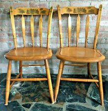 L.Hitchcock~2 MAPLE SIGNED 1960s STENCILED ARROW BACK, SADDLE SEAT SIDE CHAIRS~b for sale  Shipping to Canada