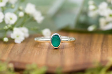 Emerald Stone Ring Solid 925 Sterling Silver Handmade Dinty Ring All Size MK916, used for sale  Shipping to South Africa