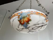 Vintage Art Deco Mottled Glass Ceiling Light Lamp Shade Flycatcher Chains Rose for sale  Shipping to South Africa
