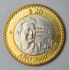 Moneda México 2000 20 pesos Octavio Paz Bimetálica 20 pesos Unc segunda mano  Embacar hacia Mexico