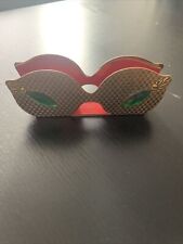 Vintage Eye Glasses Holder Case Stand. Gold With Green And Red Interior. for sale  Shipping to South Africa
