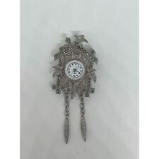 Used, Vintage Futura Silver Tone Marcasite Cuckoo Clock Quartz Watch Brooch Pendant for sale  Shipping to South Africa