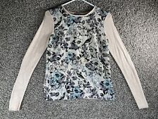 Warehouse Women’s Size Small Floral Bird Tan Long Sleeve Tee Shirt for sale  Melbourne