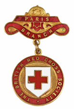 Insignia esmaltada de trabajadores de sucursales de París de la Sociedad de la Cruz Roja Británica de la Primera Guerra Mundial, usado segunda mano  Embacar hacia Argentina