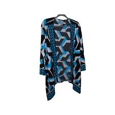 Túnica Kimono Catherine's Frente Aberta Azul Preto Padrão Geométrico ~ Feminina 3X comprar usado  Enviando para Brazil