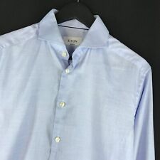 Men's ETON Blue Shirt Cotton Casual Dress Business Long Sleeve Shirt Size 41/16", used for sale  Shipping to South Africa