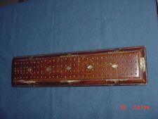 OLD FOLK ART CRIBBAGE BOARD WITH INLAID ABALONE SHELL for sale  Shipping to South Africa