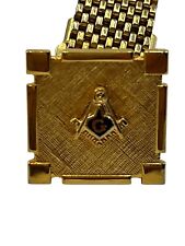 Vintage Men's Masonic Cuff Links Square Gold Vintage Freemason Collectible Mason for sale  Shipping to South Africa