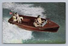 Lancha Speeding Chris-Craft "Boating Is Fun" Vintage Linho Meninas Bonitas ~anos 40 comprar usado  Enviando para Brazil