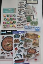 Fishing theme lot of stickers and embellishments scrapbooking junk journal for sale  Shipping to South Africa