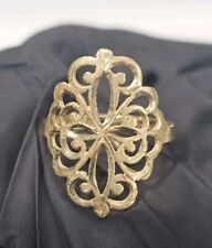  14k Yellow Gold filigree Ring Cross Design Sz 5 woman for sale  Shipping to South Africa