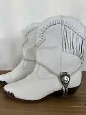 Botas casuais femininas Woodbridge de couro branco cowboy tamanho 6, usado comprar usado  Enviando para Brazil