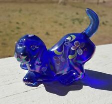Fenton Blue Karnawał Szkło Opalizujące Puppy Spot Figurka psa Robinson na sprzedaż  Wysyłka do Poland