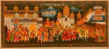 Hand painted Indian Procession Rajput King Maharaja Silk Art Work Classic India for sale  Shipping to Canada