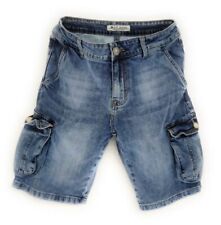 Bermuda cargo uomo pantalone corto slim jeans shorts blu tasche laterali skinny  usato  Villaspeciosa