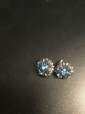 New Barbara Bixby Blue Topaz Flower clip on  Earrings for sale  Englewood