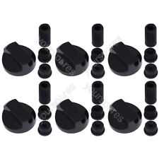 6 X Fully Universal Cooker Oven Hob Black Control Knobs & Adaptors - Fits All for sale  Shipping to South Africa