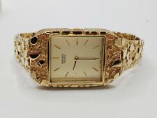 Mens 10k Solid Yellow Gold Nugget Seiko Quartz Watch Vintage 7.5" Long  for sale  Jacksonville