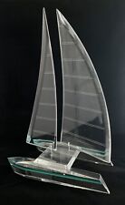 Vintage 15” WINTRADE Beverly Hills Lucite Catamaran Sailboat Sculpture Display for sale  Shipping to South Africa