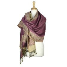 US-SELLER New Reversible Border Paisley Pashmina Scarf Shawl Wrap Elegant Colors for sale  Shipping to South Africa