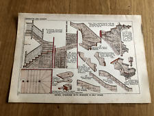 newel staircase with winders in half space .  colour print 1913 for sale  Shipping to South Africa