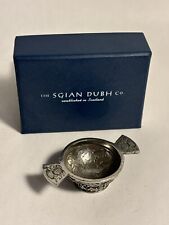 Vintage Small Scottish Quaich Sgian Dubh Pewter Toasting Bowl With Celtic Detail for sale  Shipping to South Africa