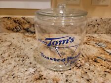 Vintage Tom’s Toasted Peanuts Glass Jar; Blue and Red Country Store Display  for sale  Cedar Rapids