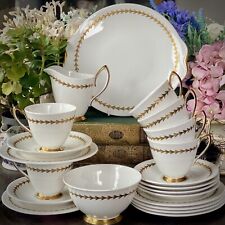 Used, ROYAL ALBERT Tea Cup Set Gold Embossed Laurel ROA47 21pc 1950s - Excellent for sale  Shipping to South Africa
