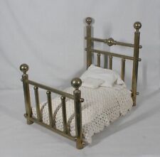 RARE! ANTIQUE SALESMAN SAMPLE BRASS DOLL BED WITH LINENS EXCELLENT CONDITION for sale  Shipping to South Africa