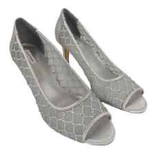 ALEX MARIE Silver Satin Mesh High Heel Leather Sole Peep Toe Shoes, Women's 9 M for sale  Shipping to South Africa