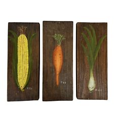 Arte de pared colgante de madera pintado a mano de colección cocina jardín decoración maíz zanahoria cebolla segunda mano  Embacar hacia Argentina