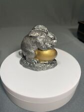 Michael Ricker Pewter Figure “Harvey” 2.75" Tall Rabbit On Top Of A Golden Egg for sale  Shipping to South Africa