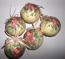 Antigo 5 peças conjunto de enfeites de árvore de Natal herança decoupage fitas de rosas vitorianas comprar usado  Enviando para Brazil