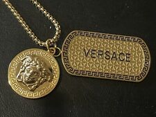 Colar folheado a ouro XL Medusa Greek Myth Versace 2 dog tags comprar usado  Enviando para Brazil