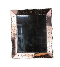 Venetian Mirror Ornate  Etched Cut to Clear Glass Panels Pink Clear Art Nouveau for sale  Shipping to Canada