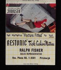 1950s SEXY CHICKS IN BED! Restonic 3 Cushion Mattress Ralph Fisher Pittsburgh PA for sale  Shipping to South Africa