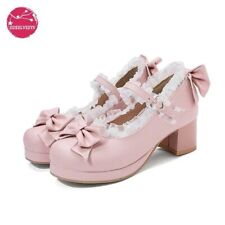 Sapatos de casamento femininos de renda doce bowknot salto alto rosa plus size, usado comprar usado  Enviando para Brazil