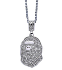 Used, Bape Bathing Ape Custom Iced Pendent Chain Necklace Silver *ONE DAY DISPATCH* for sale  Shipping to South Africa