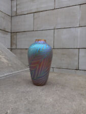 Used, Craig Zweifel 1990 Iridescent Vase Pulled Feather Peacock for sale  Shipping to South Africa