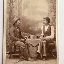 Antique Cabinet Card Photograph Charming Men Playing Cards Poker & Drinking Beer for sale  Shipping to South Africa