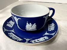 1891 `~ Wedgwood Jasperware Dark Blue Cup/Saucer - Classical - Perfect Condition, used for sale  Shipping to South Africa