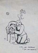 Dibujo a tinta contemporáneo pensamientos íntimos retrato caricatura hombre segunda mano  Embacar hacia Argentina