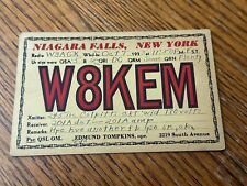 Postal de cartas de llamada de radioaficionados QSL W8 KEM Cataratas del Niágara NY W3AGK DE COLECCIÓN 1933 segunda mano  Embacar hacia Argentina